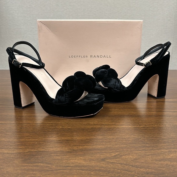 Loeffler Randall Fae Platform Sandal in Black Velvet - Picture 3 of 14